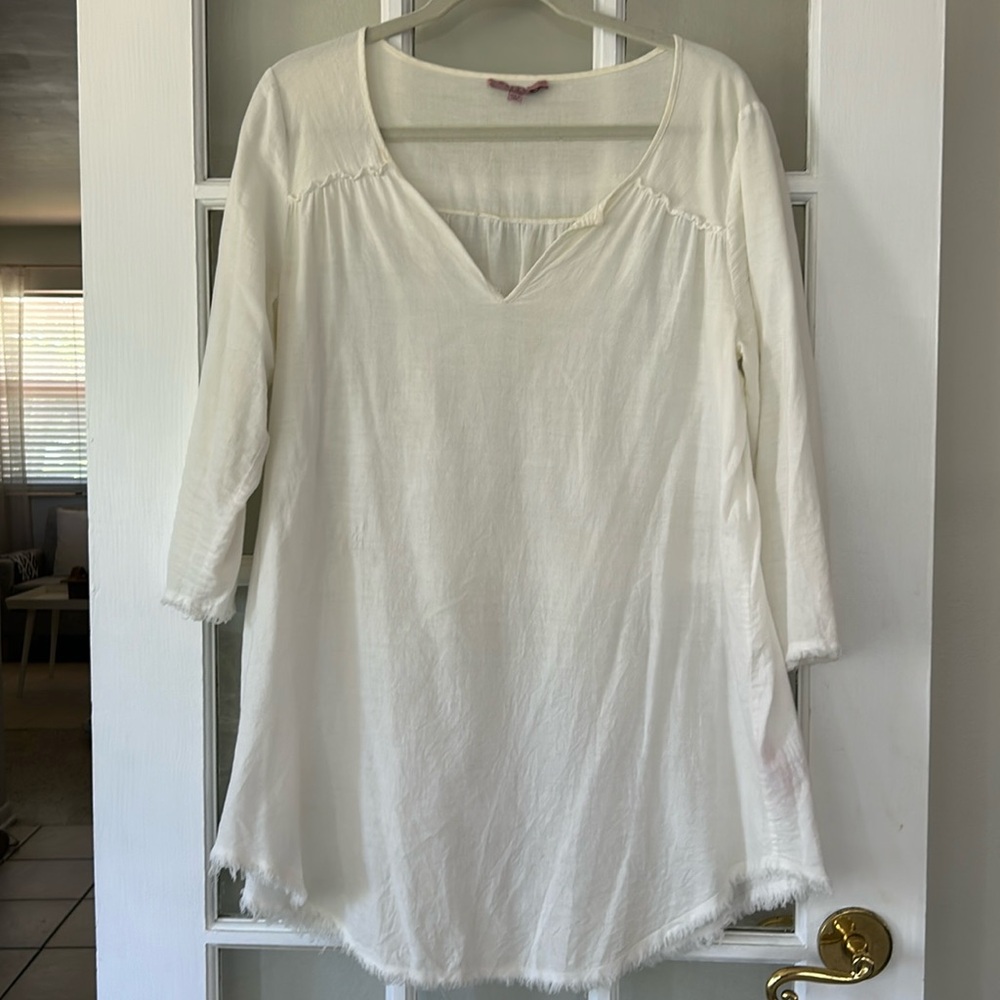 Calypso St. Barths Frayed Edge Shirt Dress Coverup